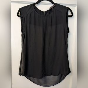 BCBG Women's Black Seline Sleeveless Silk Sheer Blouse Sz. S